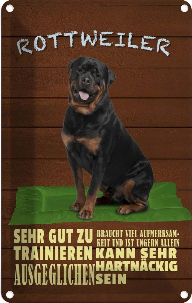 [LA-112598-2030] Blechschild 30x20 cm Rottweiler Hund ungern allein Tier Haustier