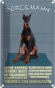 Blechschild 30x20 cm Dobermann lernt schnell Hund Tier Haustier