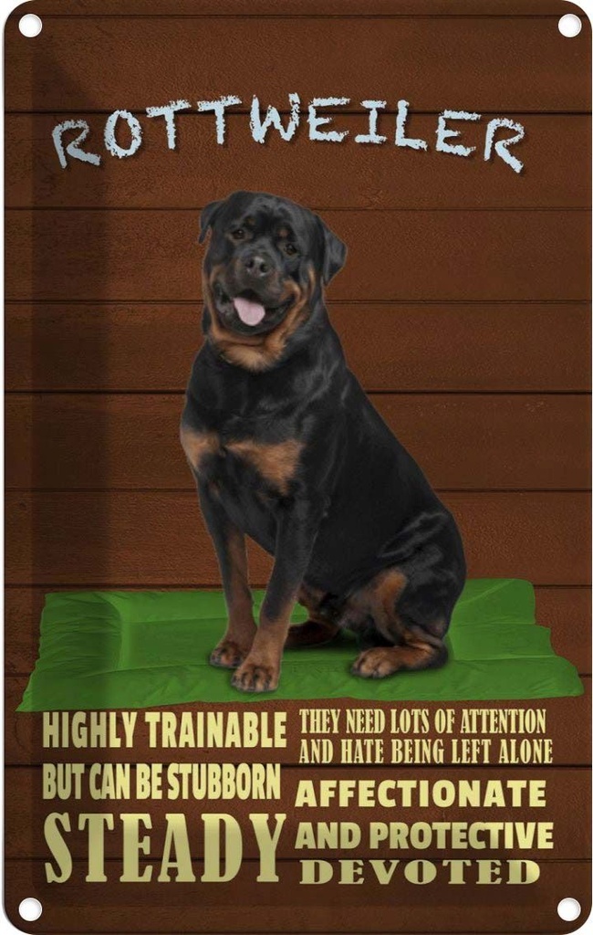 [LA-112627-2030] Blechschild 30x20 cm Rottweiler Hund highly trainable Tier Haustier