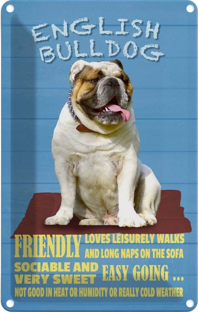 [LA-112641-2030] Blechschild 30x20 cm English Bulldog Hund friendly Tier Haustier