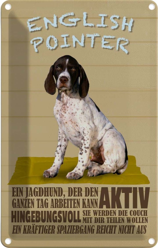 [LA-112657-2030] Blechschild 30x20 cm English Pointer Jagdhund aktiv Tier Haustier Hund