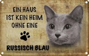 Blechschild 20x30 cm russisch blau Katze Tier Haustier