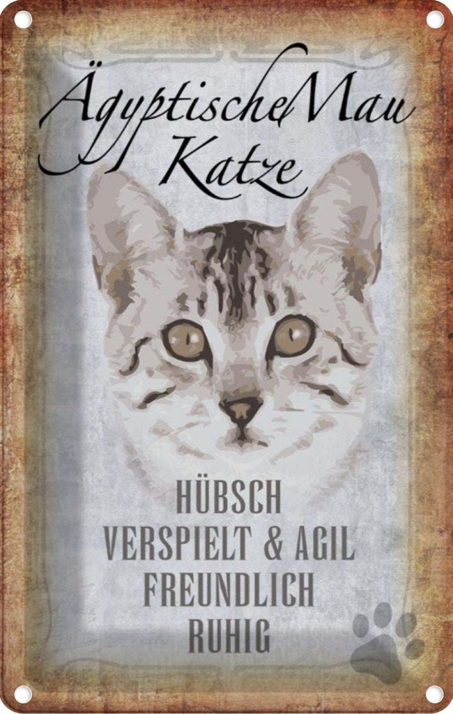 [LA-112736-2030] Blechschild 30x20 cm Ägyptische Mau Katze Tier Haustier