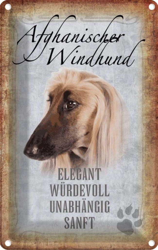 [LA-112802-2030] Blechschild 30x20 cm Afghanischer Windhund Hund Tier Haustier