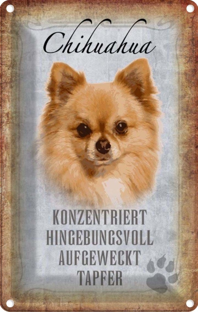 [LA-112811-2030] Blechschild 30x20 cm Chihuahua Hund tapfer Tier Haustier