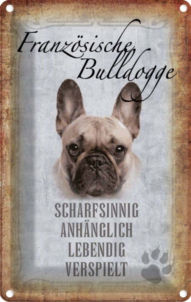 [LA-112818-2030] Blechschild 30x20 cm Französische Bulldogge Hund Tier Haustier