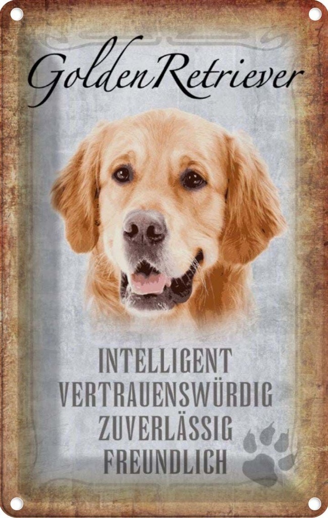 [LA-112819-2030] Blechschild 30x20 cm Golden Retriever Hund Tier Haustier