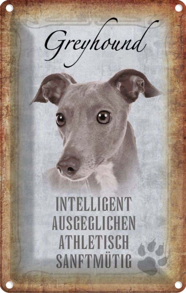 [LA-112820-2030] Blechschild 30x20 cm Greyhound Hund Tier Haustier