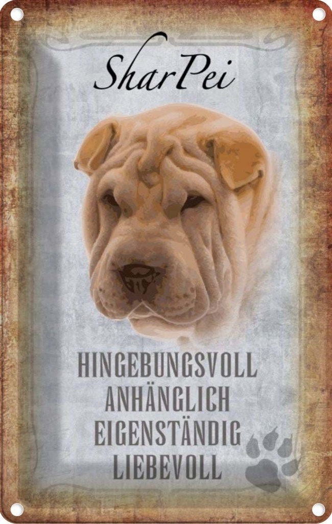 [LA-112834-2030] Blechschild 30x20 cm Shar Pei Hund Tier Haustier
