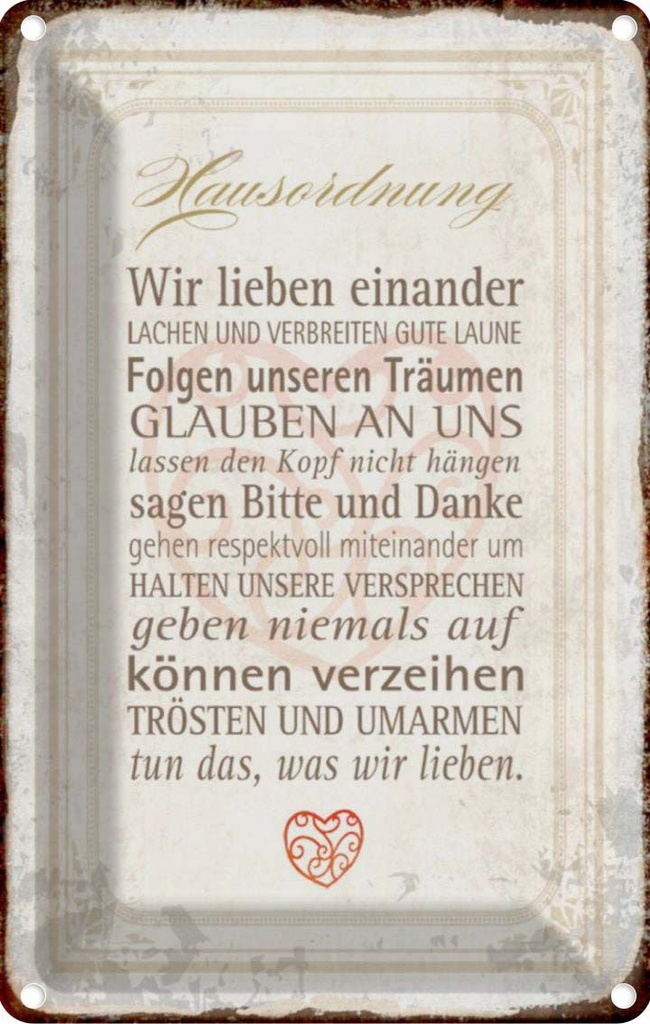 [LA-112842-2030] Blechschild 30x20 cm Hausordnung Haus Spruch Zitat