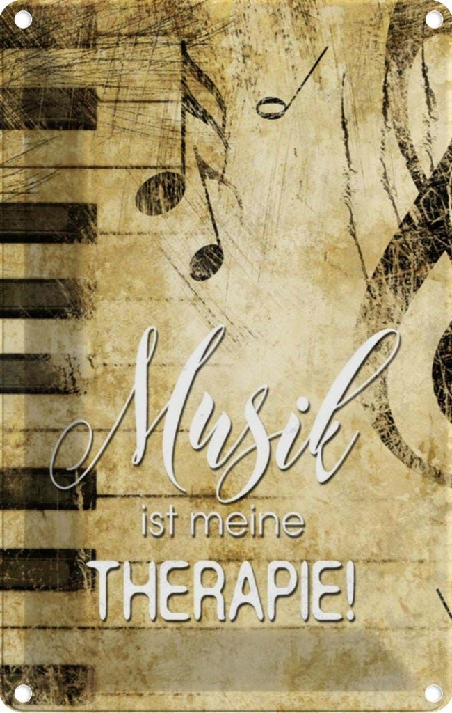[LA-112884-2030] Blechschild 30x20 cm Musik ist meine Therapie Spruch Zitat