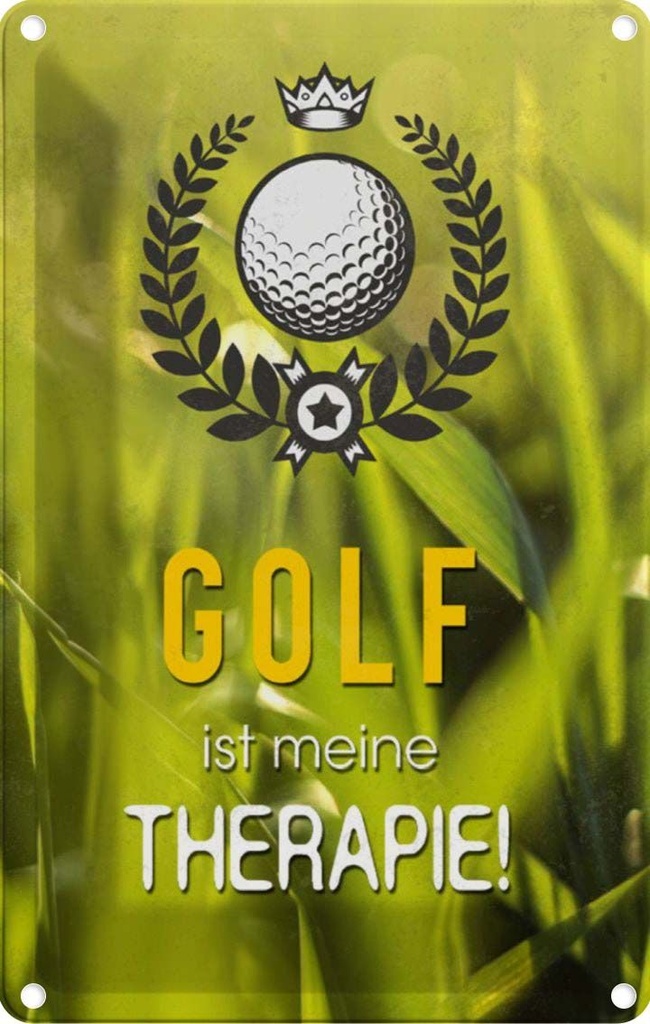 [LA-112887-2030] Blechschild 30x20 cm Golf ist meine Therapie Witz Humor Lustig Spaß Sport Hobby