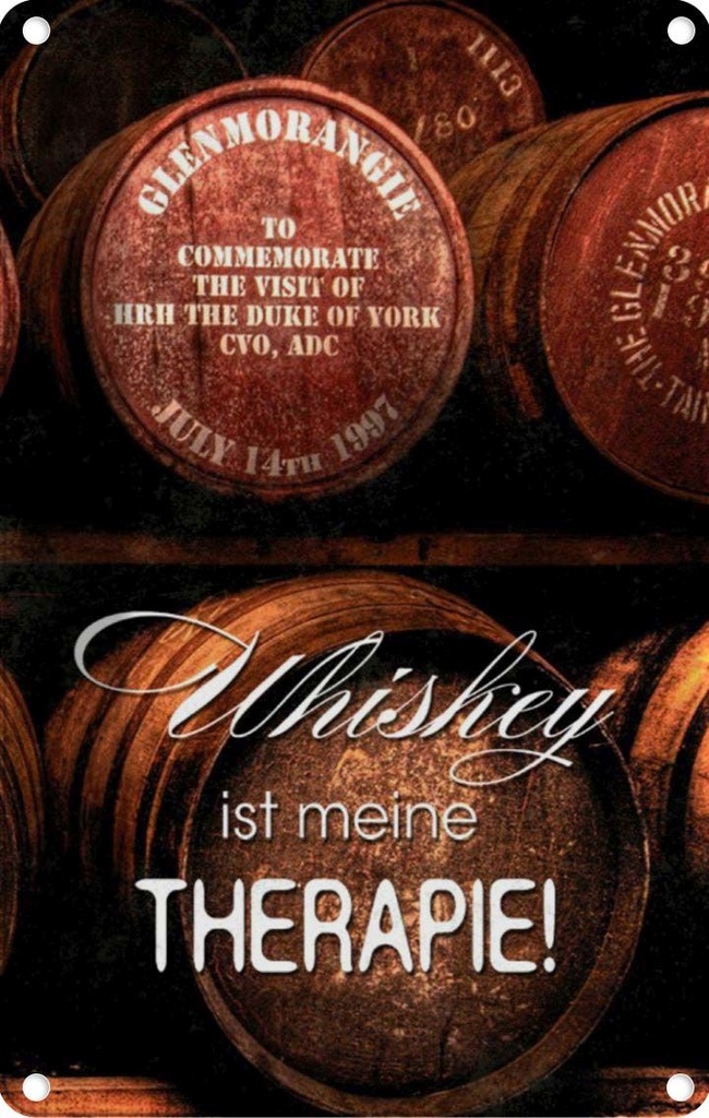 [LA-112888-2030] Blechschild 30x20 cm Whiskey ist meine Therapie Essen Trinken
