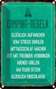 Blechschild 30x20 cm Camping Regeln Outdoor Spruch Zitat