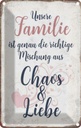 Blechschild 30x20 cm unsere Familie Freunde