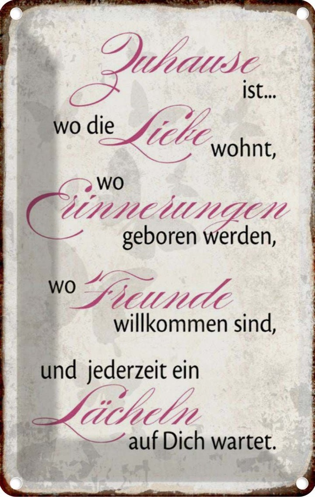 [LA-112916-2030] Blechschild 30x20 cm Zuhause Liebe Freunde Lächeln Geschenk