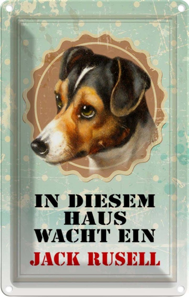 [LA-112944-2030] Blechschild 30x20 cm Hund in diesem Haus wacht Jack Russel Tier Haustier