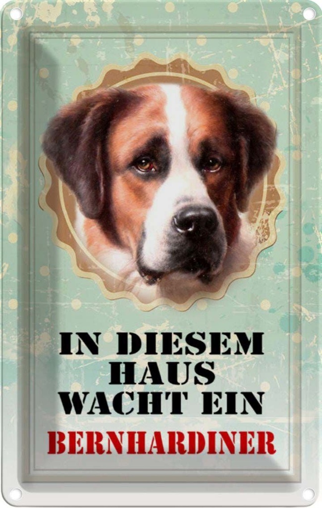 [LA-112947-2030] Blechschild 30x20 cm Hund in diesem Haus wacht Bernhardiner Tier Haustier