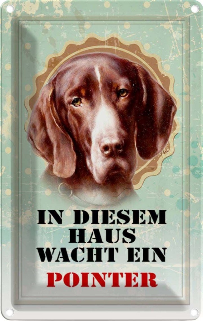 [LA-112948-2030] Blechschild 30x20 cm Hund in diesem Haus wacht ein Pointer Tier Haustier