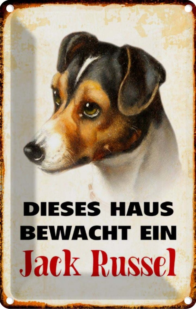 [LA-112965-2030] Blechschild 30x20 cm Hund dieses Haus bewacht Jack Russel Tier Haustier
