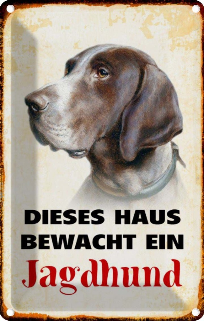 [LA-112966-2030] Blechschild 30x20 cm Hund dieses Haus bewacht ein Jagdhund Tier Haustier