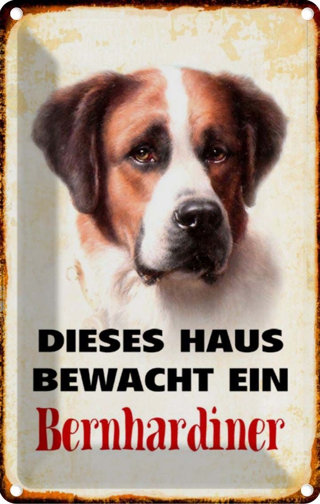[LA-112968-2030] Blechschild 30x20 cm Hund dieses Haus bewacht Bernhardiner Tier Haustier