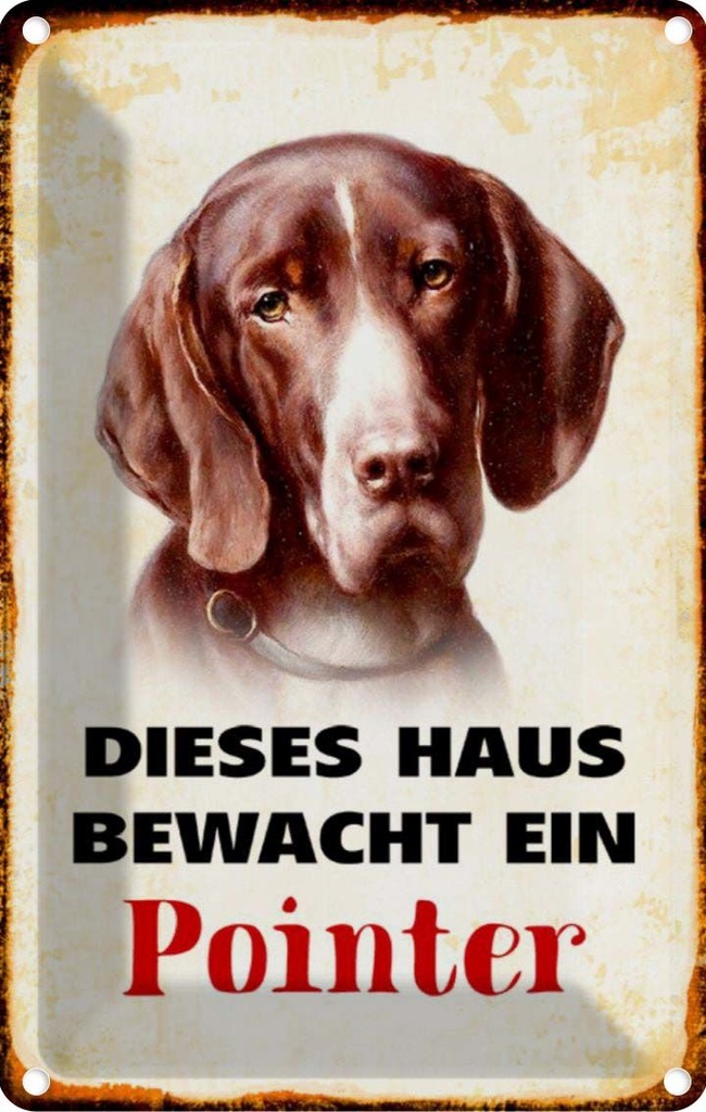 [LA-112969-2030] Blechschild 30x20 cm Hund dieses Haus bewacht ein Pointer Tier Haustier