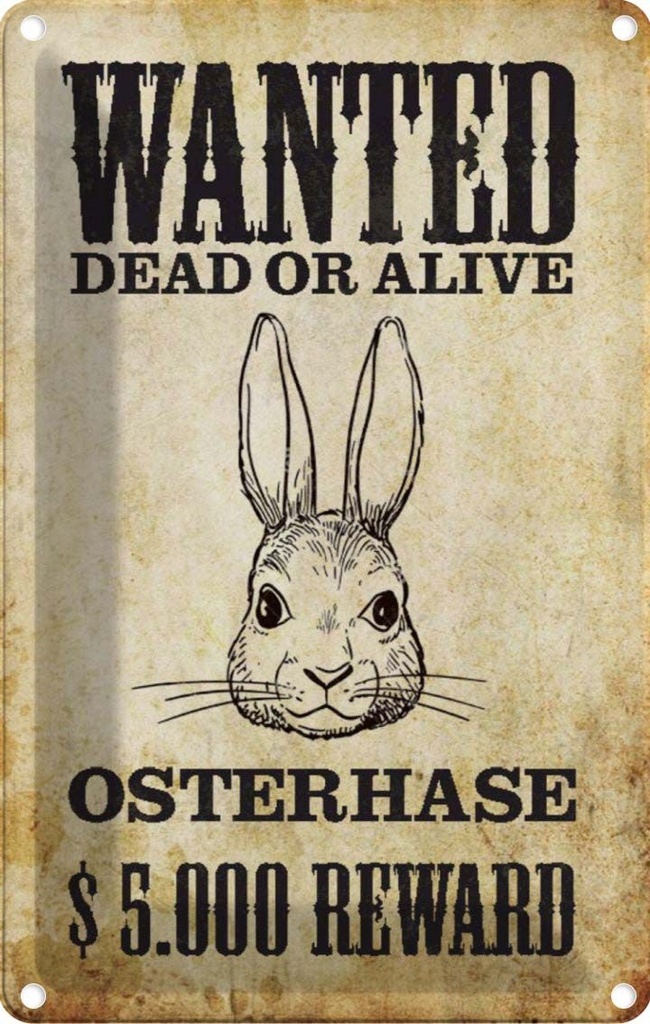 [LA-113004-2030] Blechschild 30x20 cm Tiere wanted Osterhase Ostern