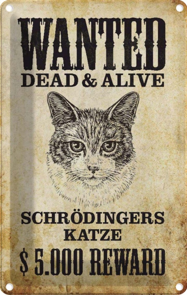 [LA-113005-2030] Blechschild 30x20 cm Tiere wanted Schrödingers Katze Tier Haustier