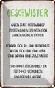 Blechschild 30x20 cm Geschwister füreinander da Spruch Zitat