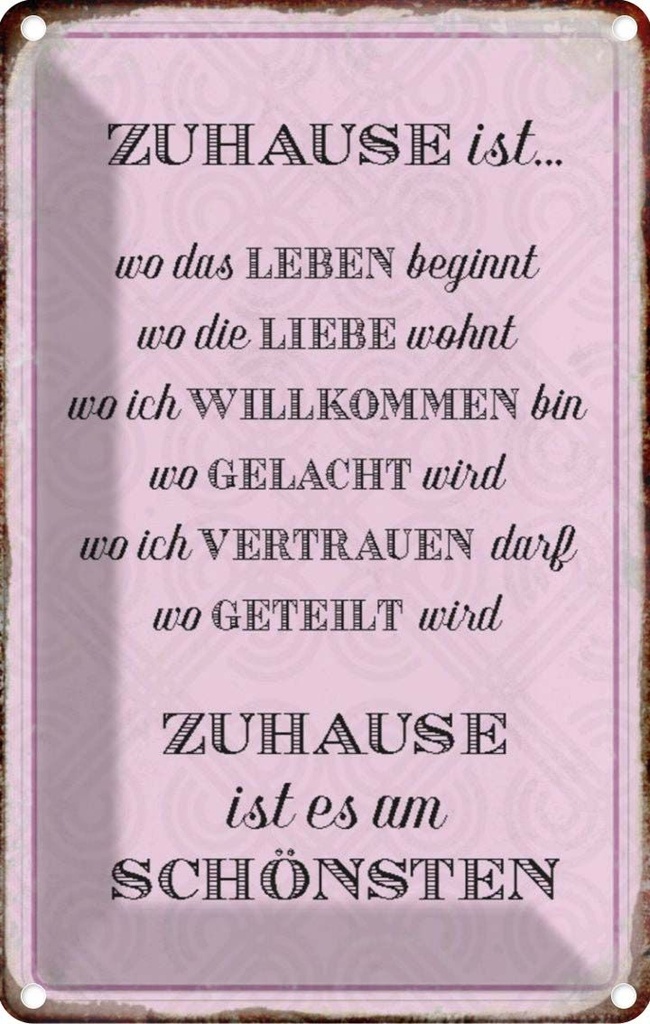 [LA-113061-2030] Blechschild 30x20 cm Zuhause ist es am schönsten Dekoration