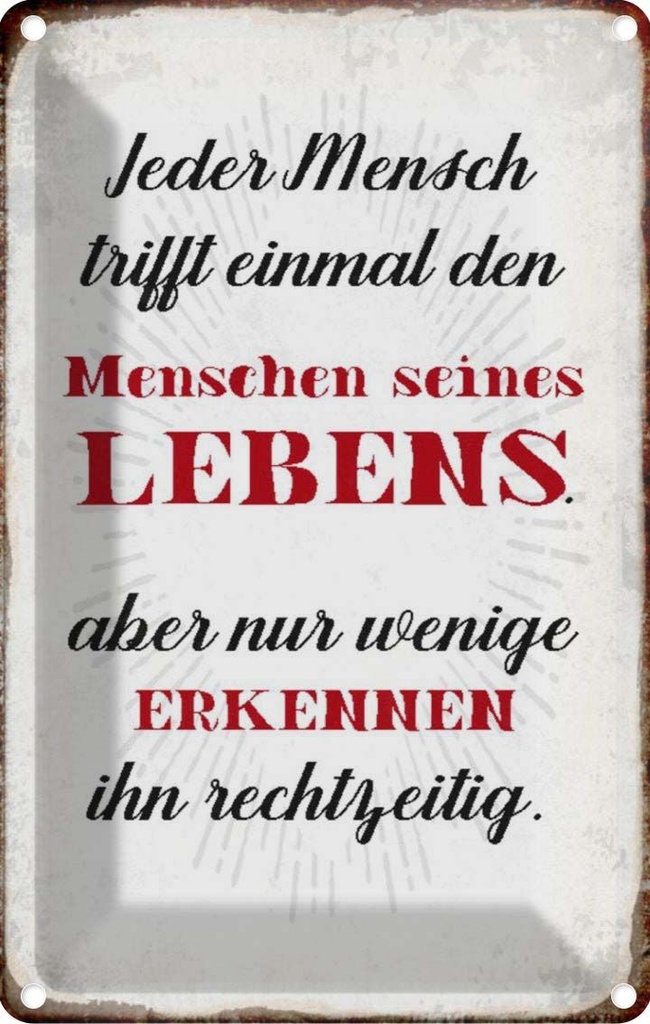 [LA-113064-2030] Blechschild 30x20 cm jeder Mensch trifft einmal den Dekoration Spruch Zitat
