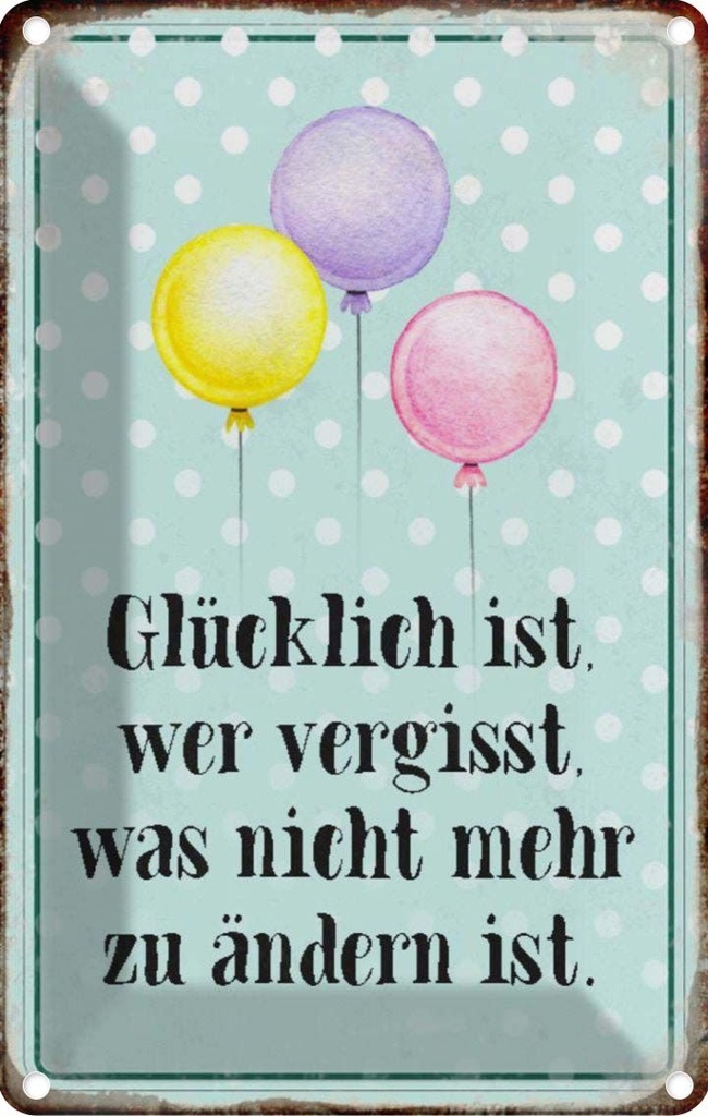 [LA-113068-2030] Blechschild 30x20 cm glücklich ist wer vergisst was Dekoration Spruch Zitat
