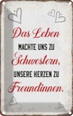 Blechschild 30x20 cm Leben machte uns zu Schwestern Dekoration Spruch Zitat
