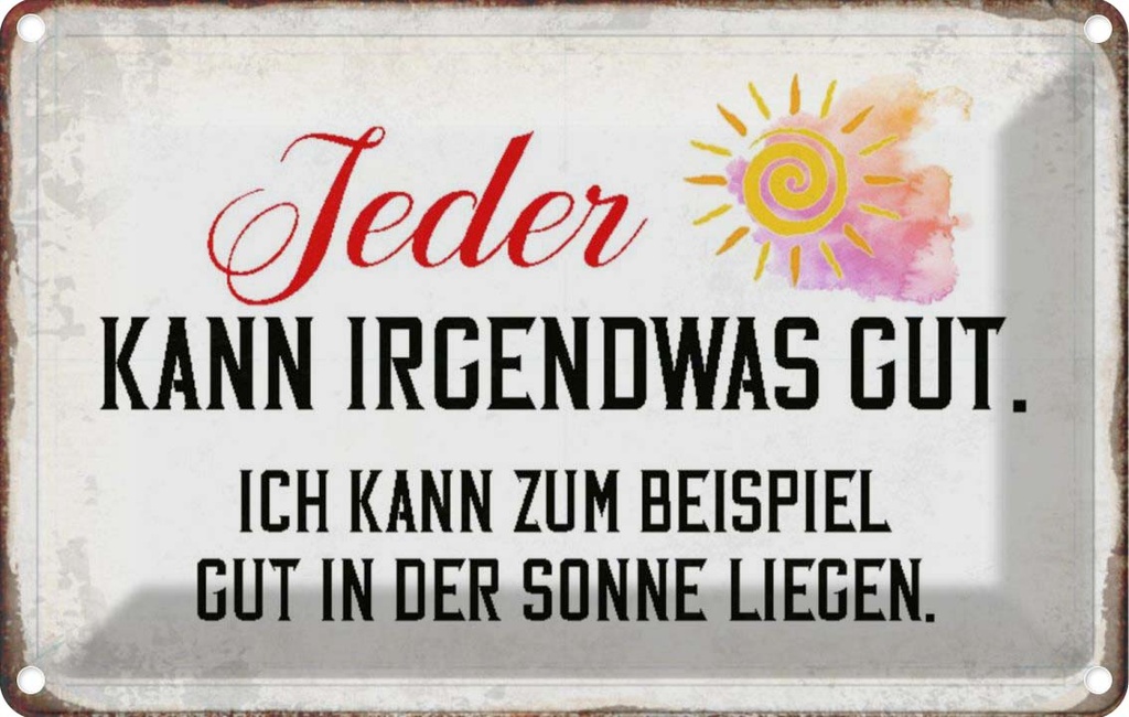 [LA-113102-2030] Blechschild 20x30 cm jeder kann irgendwas gut Sonne Dekoration Spruch Zitat