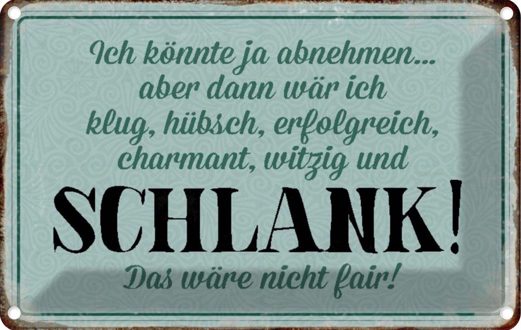 [LA-113109-2030] Blechschild 20x30 cm könnte abnehmen dann klug hübsch Spruch Zitat