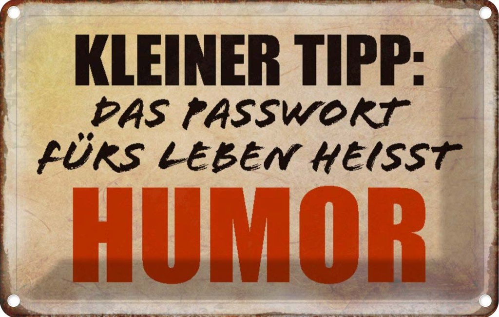 [LA-113110-2030] Blechschild 20x30 cm kleiner Tipp das Passwort Humor Spruch Zitat