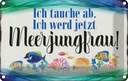 Blechschild 20x30 cm ich tauche ab werd Meerjungfrau Spruch Zitat