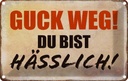 Blechschild 20x30 cm quck weg du bist hässlich Dekoration Spruch Zitat