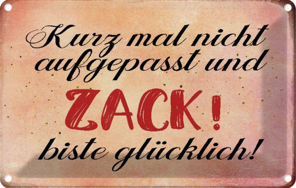 [LA-113152-2030] Blechschild 20x30 cm nicht aufgepasst und glücklich Spruch Zitat