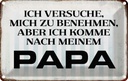 Blechschild 20x30 cm versuche mich zu benehmen Papa Familie Freunde