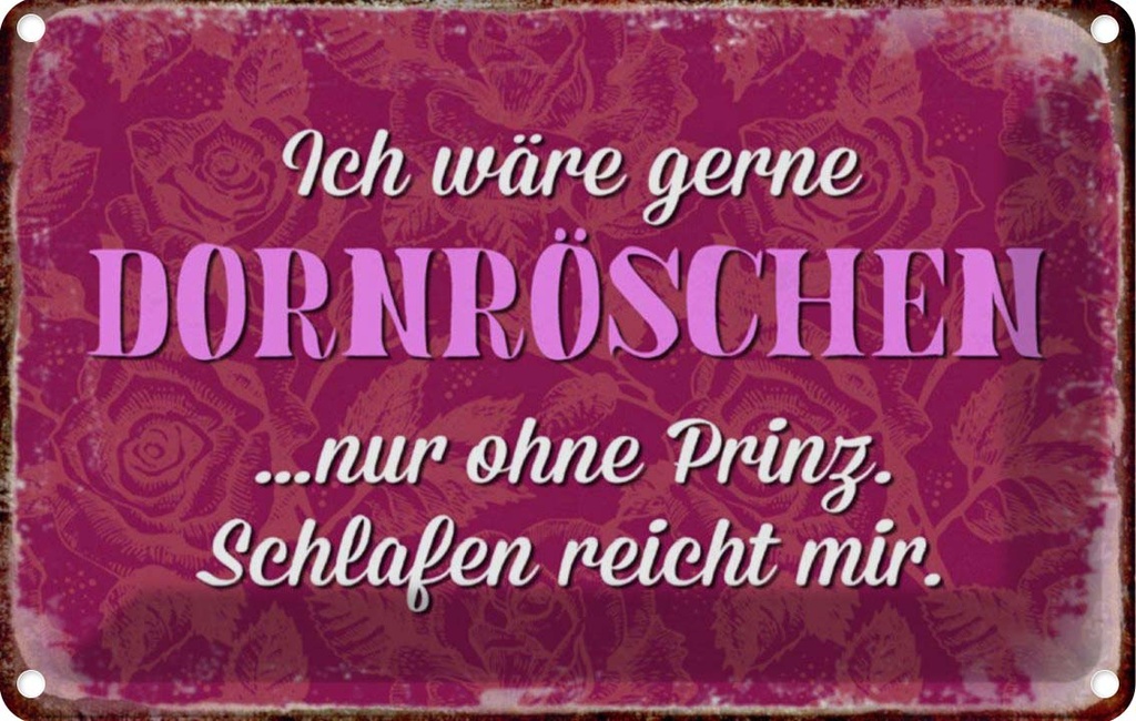 [LA-113168-2030] Blechschild 20x30 cm ich gerne Dornröschen ohne Prinz Spruch Zitat