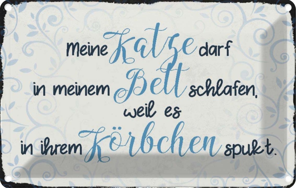 [LA-113182-2030] Blechschild 20x30 cm meine Katze darf in meinem Bett Tier Haustier