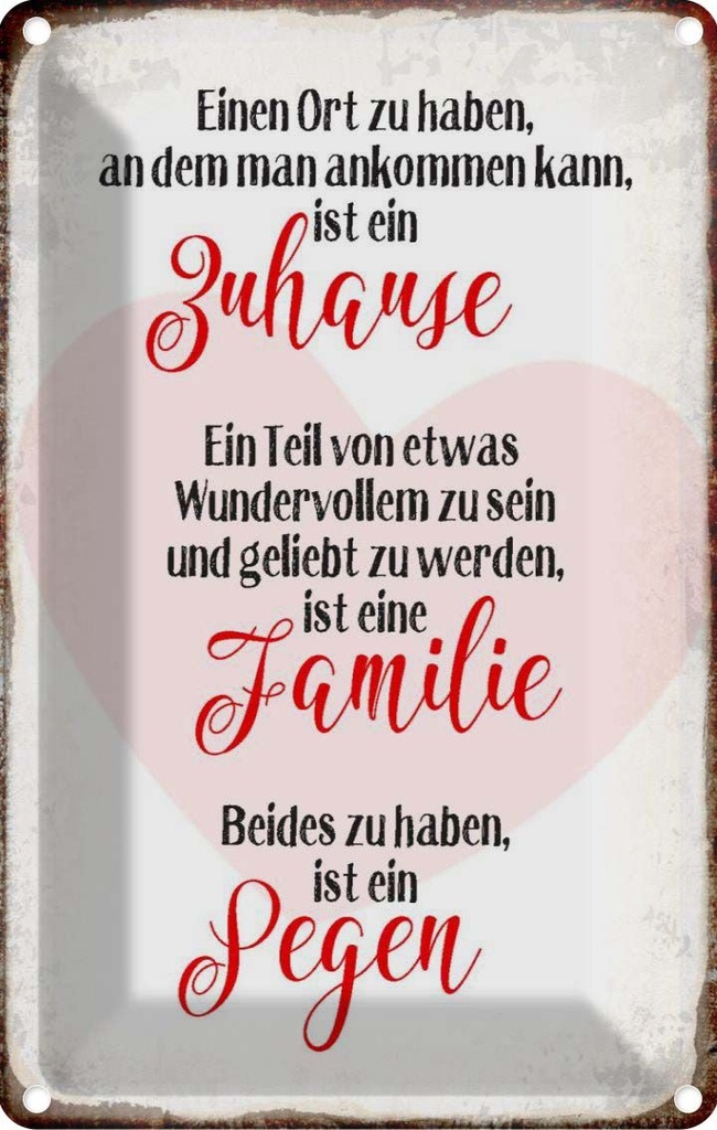 [LA-113226-2030] Blechschild 30x20 cm Zuhause Familie Segen Herz Spruch Zitat
