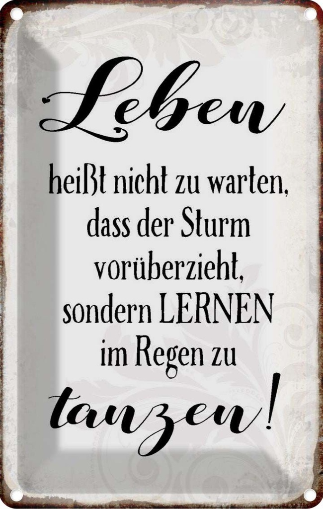 [LA-113227-2030] Blechschild 30x20 cm Leben lernen im Regen zu tanzen Spruch Zitat