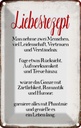 Blechschild 30x20 cm Liebesrezept Küche Kochen Essen