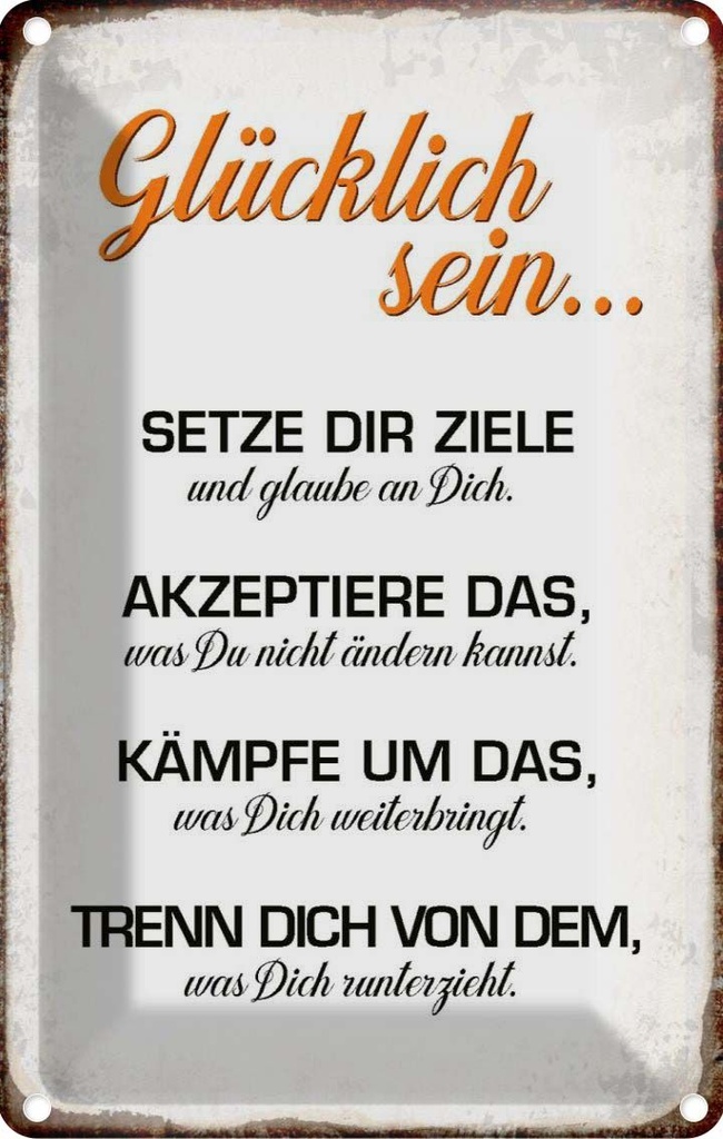 [LA-113235-2030] Blechschild 30x20 cm glücklich sein glaube an dich Dekoration Spruch Zitat