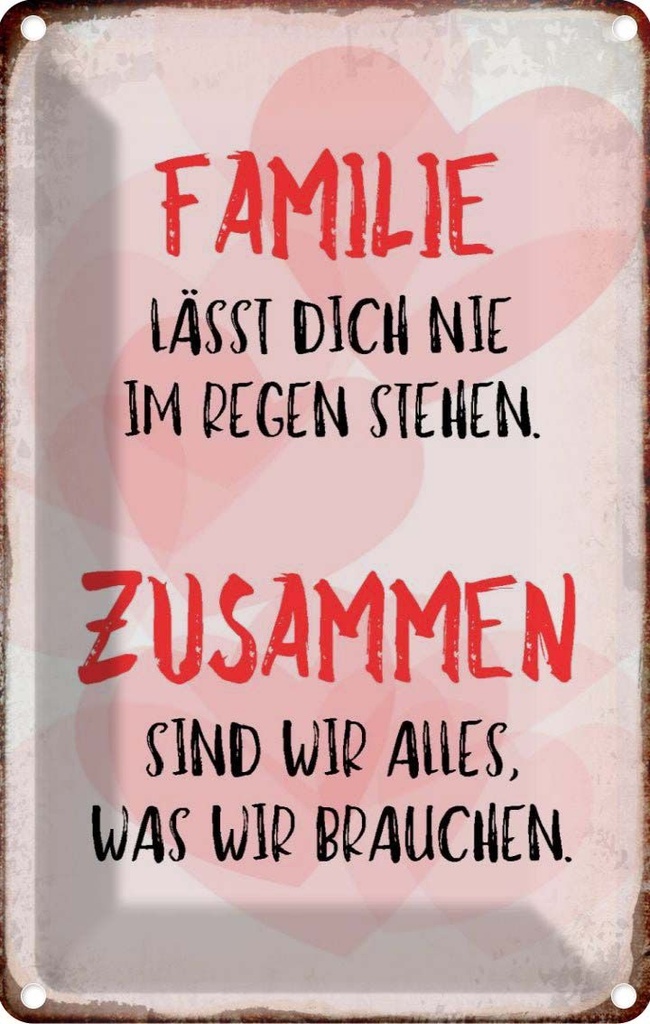 [LA-113251-2030] Blechschild 30x20 cm Familie lässt dich nie im Regen Freunde