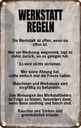 Blechschild 30x20 cm Werkstatt Regeln Werkzeug Auto Garage