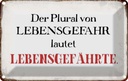 Blechschild 20x30 cm plural von Lebensgefahr lautet Dekoration Spruch Zitat